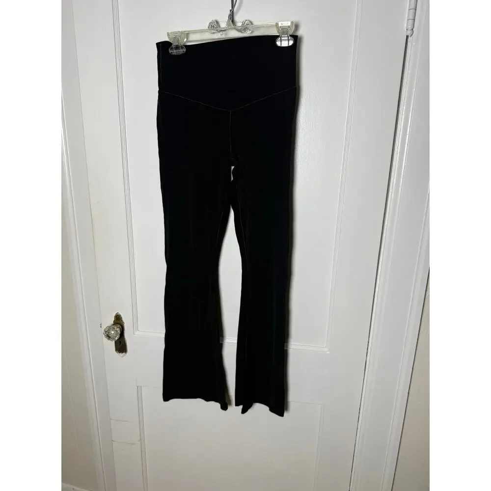 Aerie Offline Black High Rise Flare Leg Classic Wide Leg Yoga Pants Leggings LG